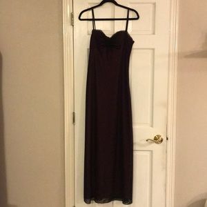 Floor Length Black Dress with a Dark Pink Underlay